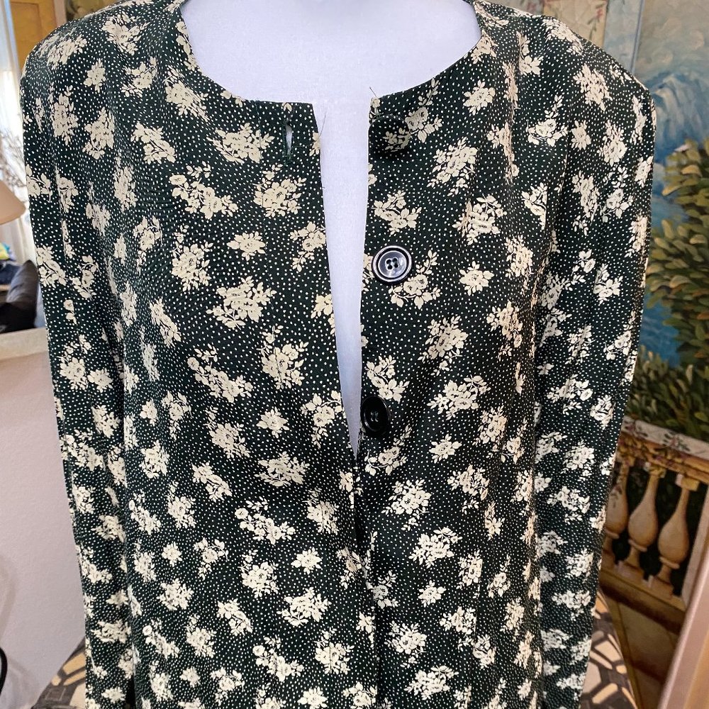 VINTAGE Pant Set by Rexx LTD London New York, floral dark green & ivory, Med